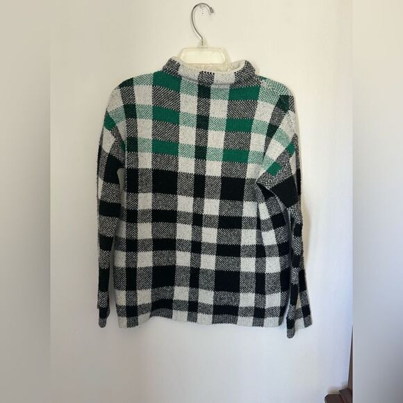 Christian Soriano black white and green plaid turtleneck sweater XS - Picture 4 of 8
